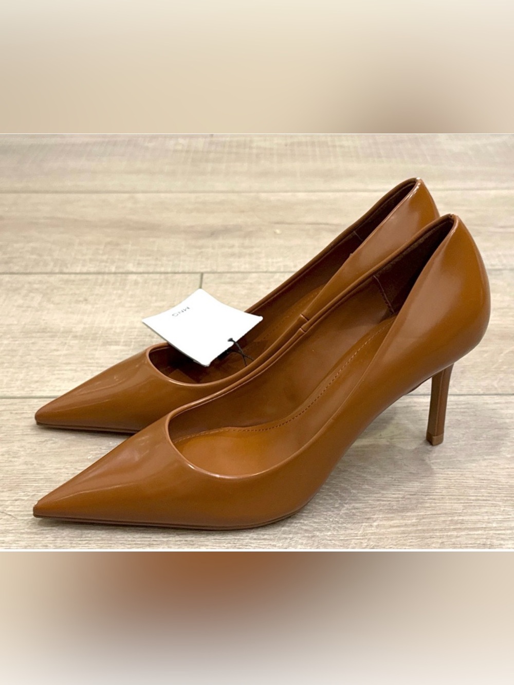 NEW MANGO MNG COGNAC HIGH HEELED HEELS SHOES SZ 37 US 6.5